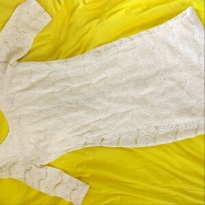 NWOT FIRE LOS ANGELES Ivory Lace Midi 3/4 Sleeve Dress